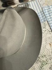 Vintage Resistol 5X Beaver Hand Creased Lt Gray Cowboy Hat Size 7 Feather Band