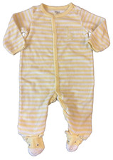 Carters Boy Girl Sleeper 6 Months Y2K Footed Pajamas Yellow Stripe Giraffe Terry