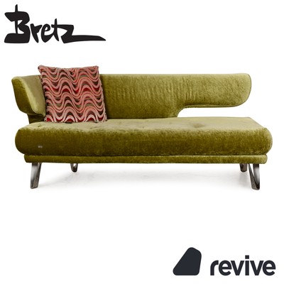 Bretz Croissant Fabric Three-Seater Green Velvet Sofa Couch
