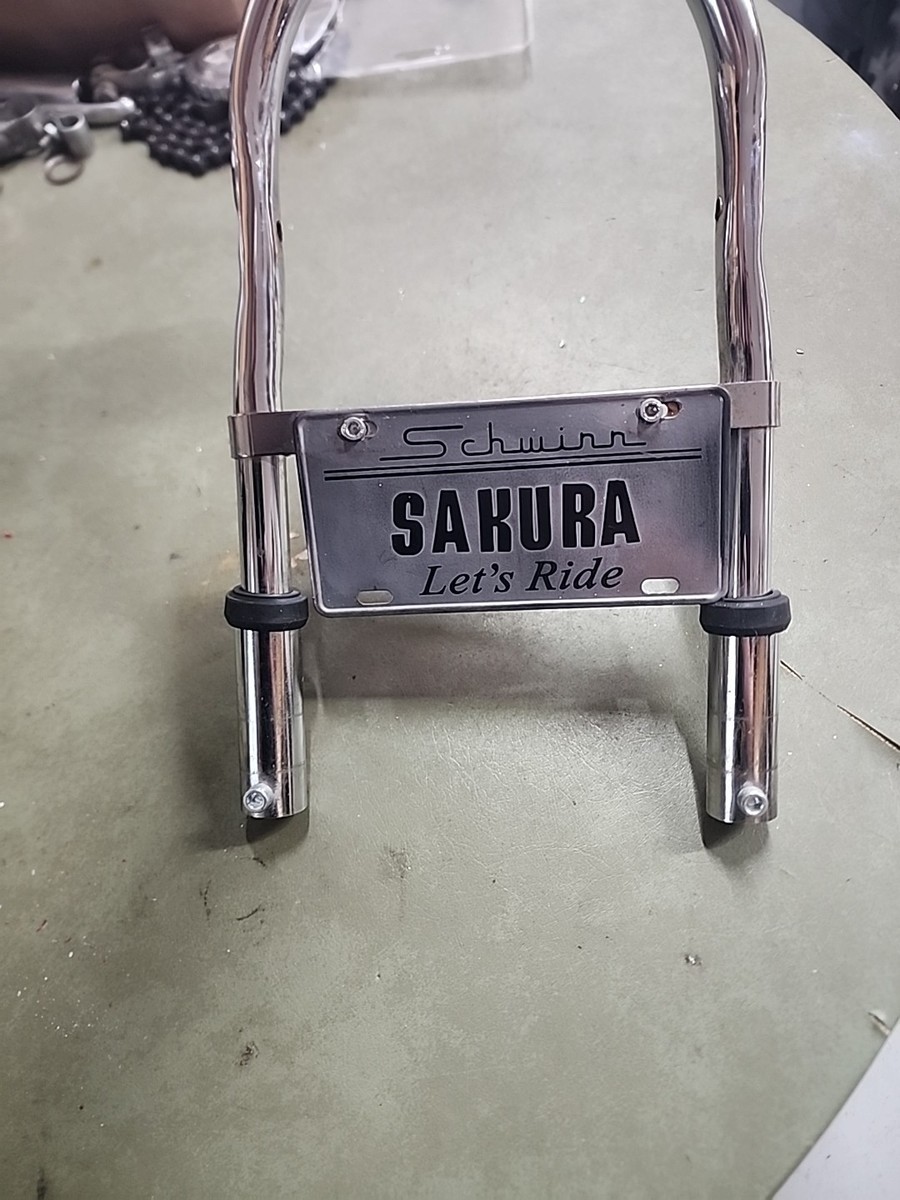 SCHWINN LIL STINGRAY TRICYCLE CHROME REAR SISSY BAR WITH PLATE