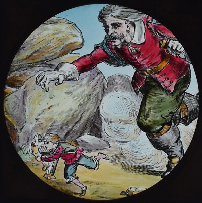 JACK AND BEANSTALK NO6 C1890 EARLY VICTORIAN HAND COLORIERT Magic Lantern Slide