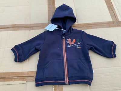 Absorba Boutique Boy's Fox Navy Hoodie 6 Months New