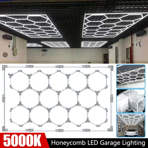 14 Hexagon LED Lighting Car Detail Garage Workshop Retail Light Honeycomb Hex - Picture 3 of 18