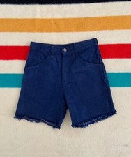 Vintage 50s 60s Womens Slub Denim High Waisted Indigo Jean Shorts 26 27