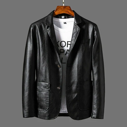 Leder Herren Slim Fit Lederjacke Herren Fliegeranzug Motorrad Herrenbekleidung-- - Bild 13 von 20