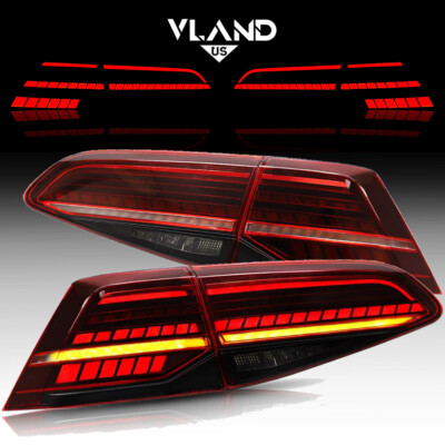 VLAND FULL LED Red Tail Lights For Volkswagen Golf 7 MK7/ MK 7.5 & GTI 2014-2019