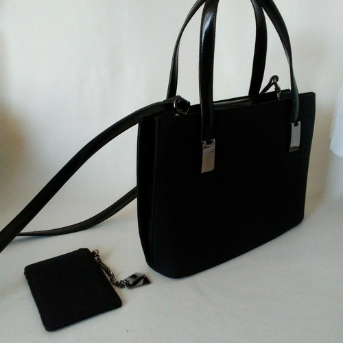Jones New York Convertible Crossbody Fabric Covered Handbag Black - Picture 2 of 4