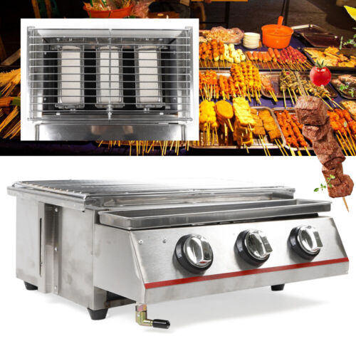 Stainless Steel Tabletop BBQ Grill Gas Stove Portable Outdoor For Home Picnic