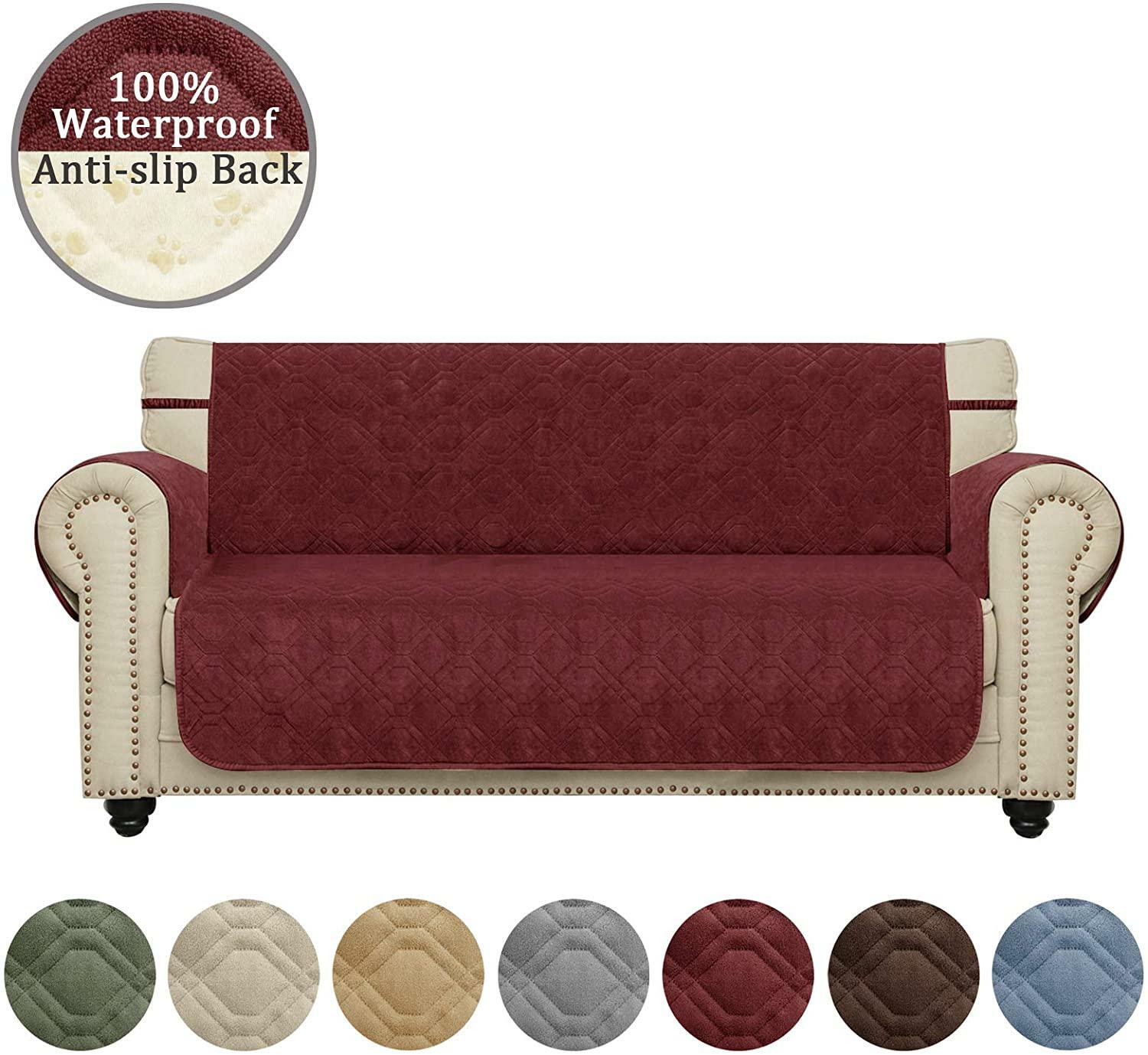 Ameritex Waterproof Sofa Cover Coral Fleece Furniture Protector Anti