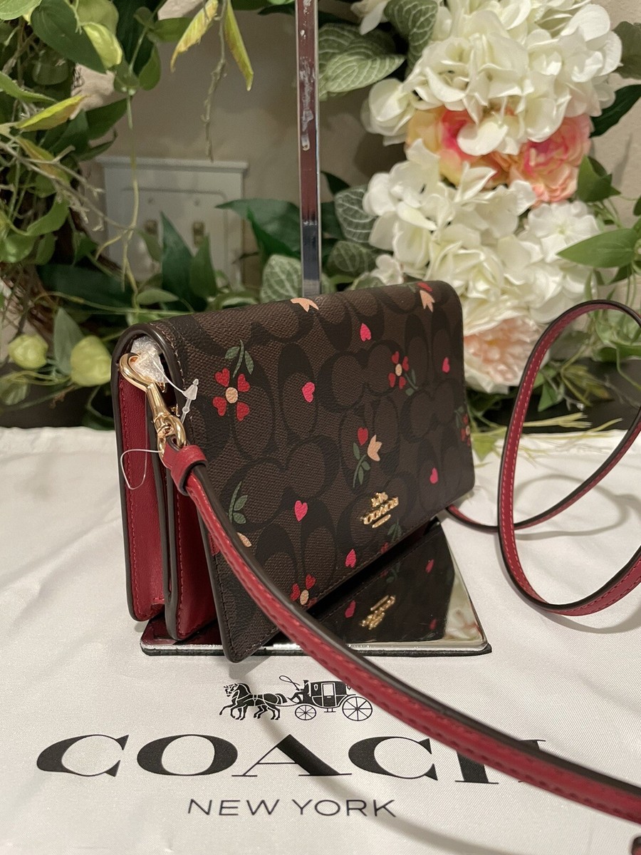 💗COACH💗Signature Anna Foldover Clutch Crossbody w/Heart
