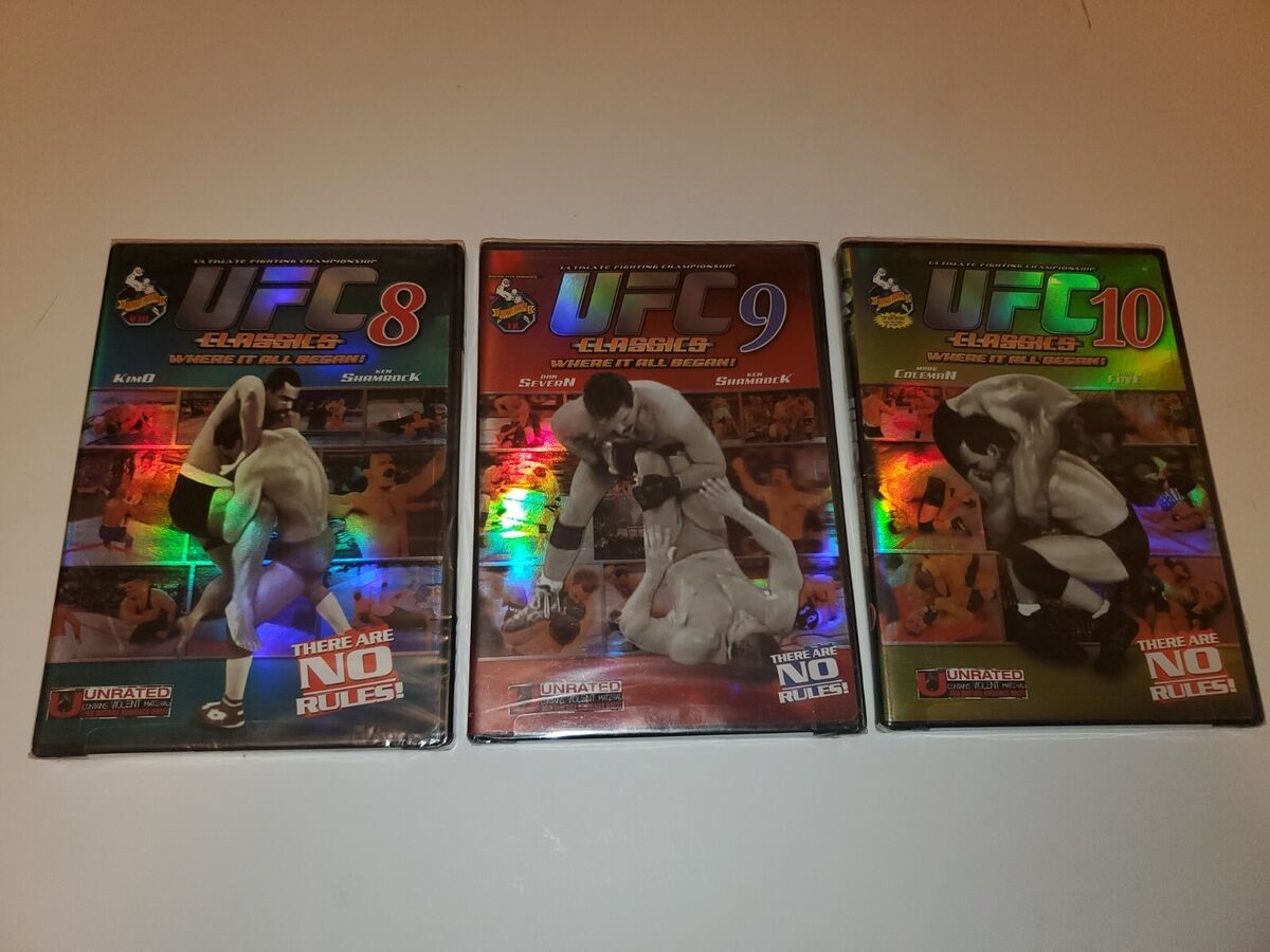 New UFC CLASSICS VIII 8 IX 9 X 10 Mark Coleman Don Frye 1994 DVD Lot MMA Fight New UFC CLASSICS VIII 8 IX 9 X 10 Mark Coleman Don Frye 1994 DVD Lot MMA Fight