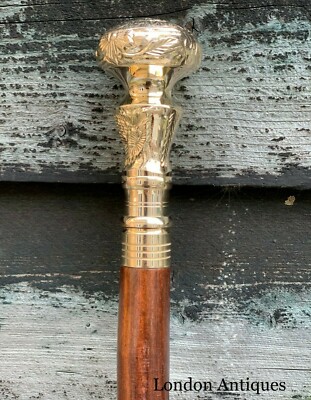 KLASSISCHER STIL HOLZ WANDERSTOCK STOCK ABASTGRIFF GLÄNZEND MESSING-FINISH