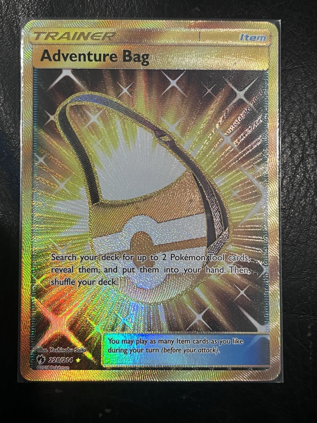 Pokemon TCG Lost Thunder Adventure Bag 228/214 Gold Secret Rare M/NM