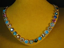 MARIANA NECKLACE SWAROVSKI GREEN BLUE PINK CRYSTALS ROSE GOLD PL MOSAIC Multi 