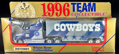 Dallas Cowboys 1996 Matchbox Ford Aeromax Tractor Trailer White Rose Collectible