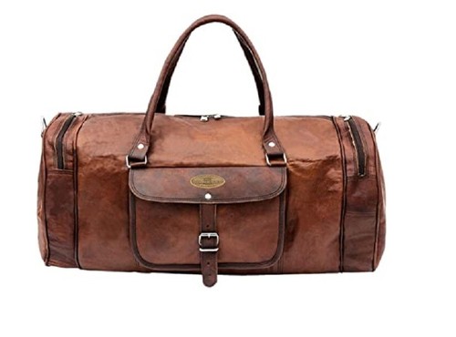 Homme Femmes Cuir Véritable Sac Voyage Valise Main Polochon Sacs PL1-1.15 - Photo 2 sur 5