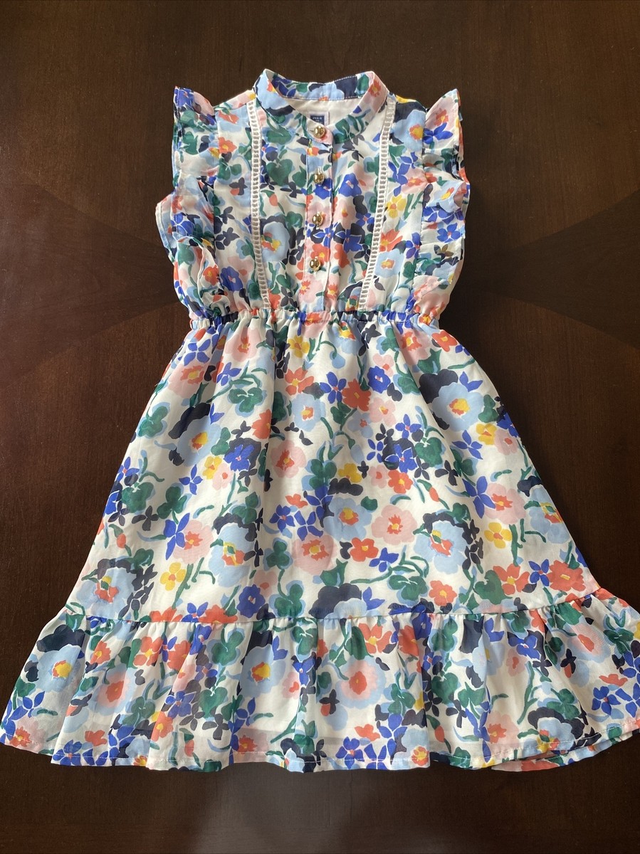 Girls Janie And Jack Blue Floral Summer Spring Dress Size 18-24 Months