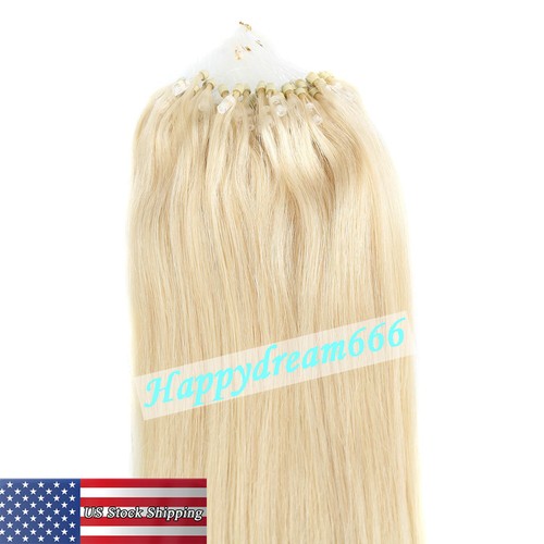 Micro Ring Loop Tip Remy Human Hair Extensions Silky Straight Micro Bead Link US - Picture 47 of 84