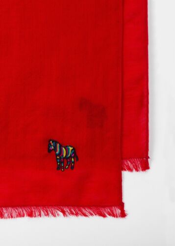 Bufanda de lana suave Paul Smith $200 en rojo con bordado de cebra. ¡Gran regalo! - Imagen 2 de 5