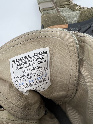 Sorel Damen Major Carly Stiefel 5,5 grün Logo Canvas Wildleder Reißverschluss Schnürung Kampf - Bild 8 von 10