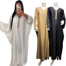 Elegant Kaftan Muslim Women Maxi Dress Dubai Abaya Batwing Sleeve Islamic Robe
