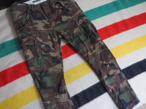 Pantalones de combate Polo Ralph Lauren Surplus Div Woodland camuflaje botón cargo 33x31 para hombre - Imagen 11 de 12