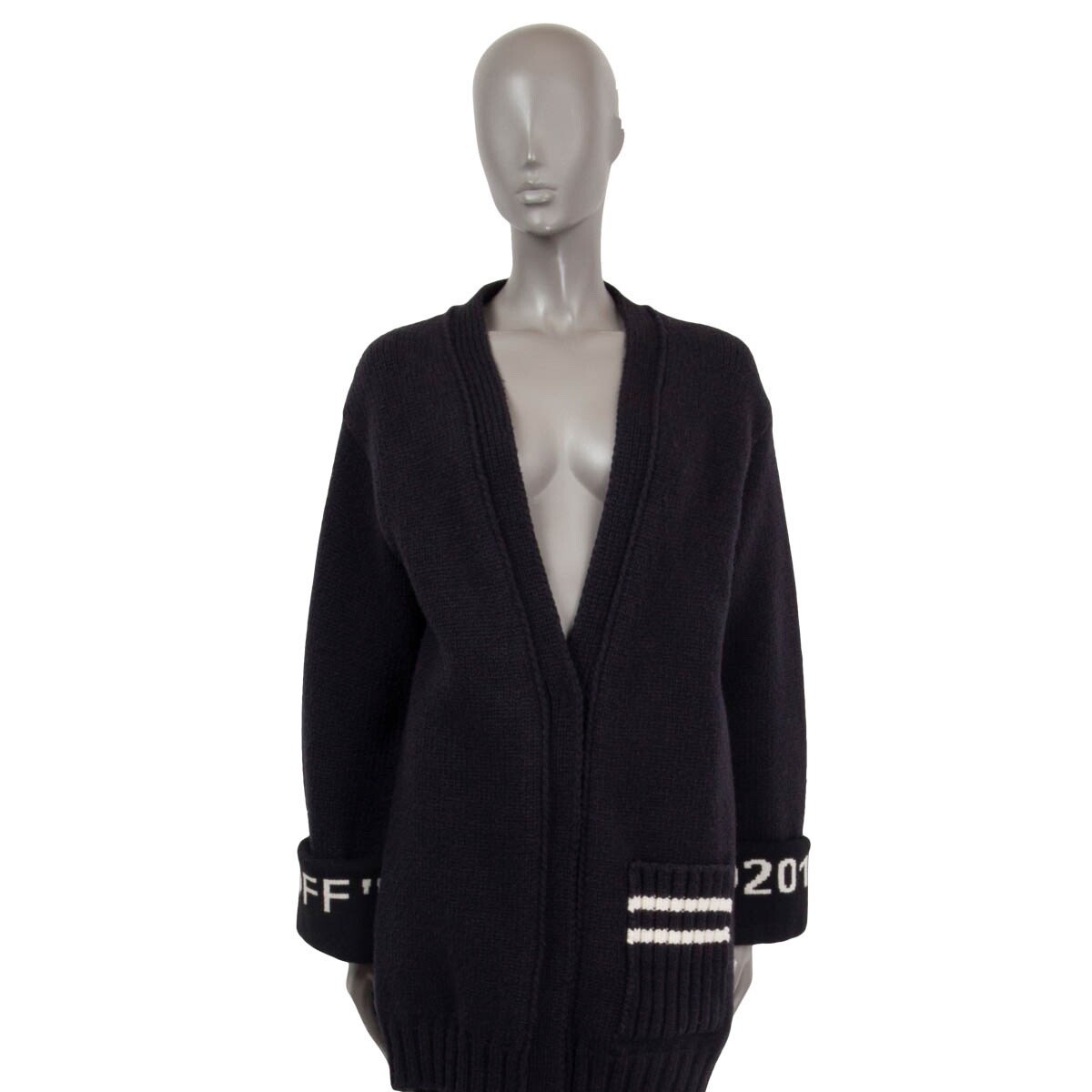 6本セット 66682 auth OFF-WHITE c/o VIRGIL ABLOH black wool 2013 Cardigan