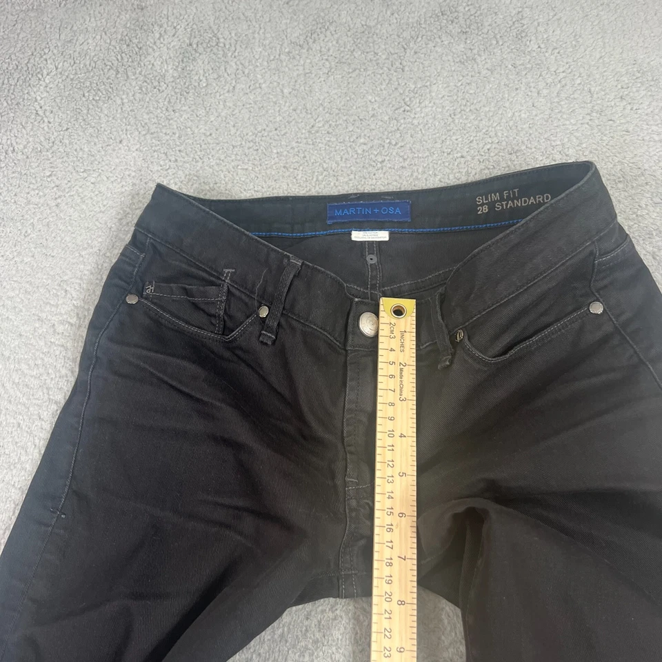 Pantalones de mezclilla elásticos negros estándar ajustados Martin + Osa para mujer 28 Foto 3 de 4