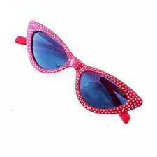 Red Rockabilly Retro Pin-up Cat Eye Pointed Rhinestone Sunglasses NEW