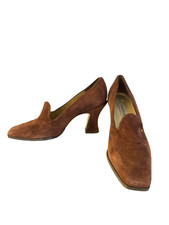 Martinez Valero 7 Brown Suede Pumps Baroque Shoes Luigi Heel Made in Spain