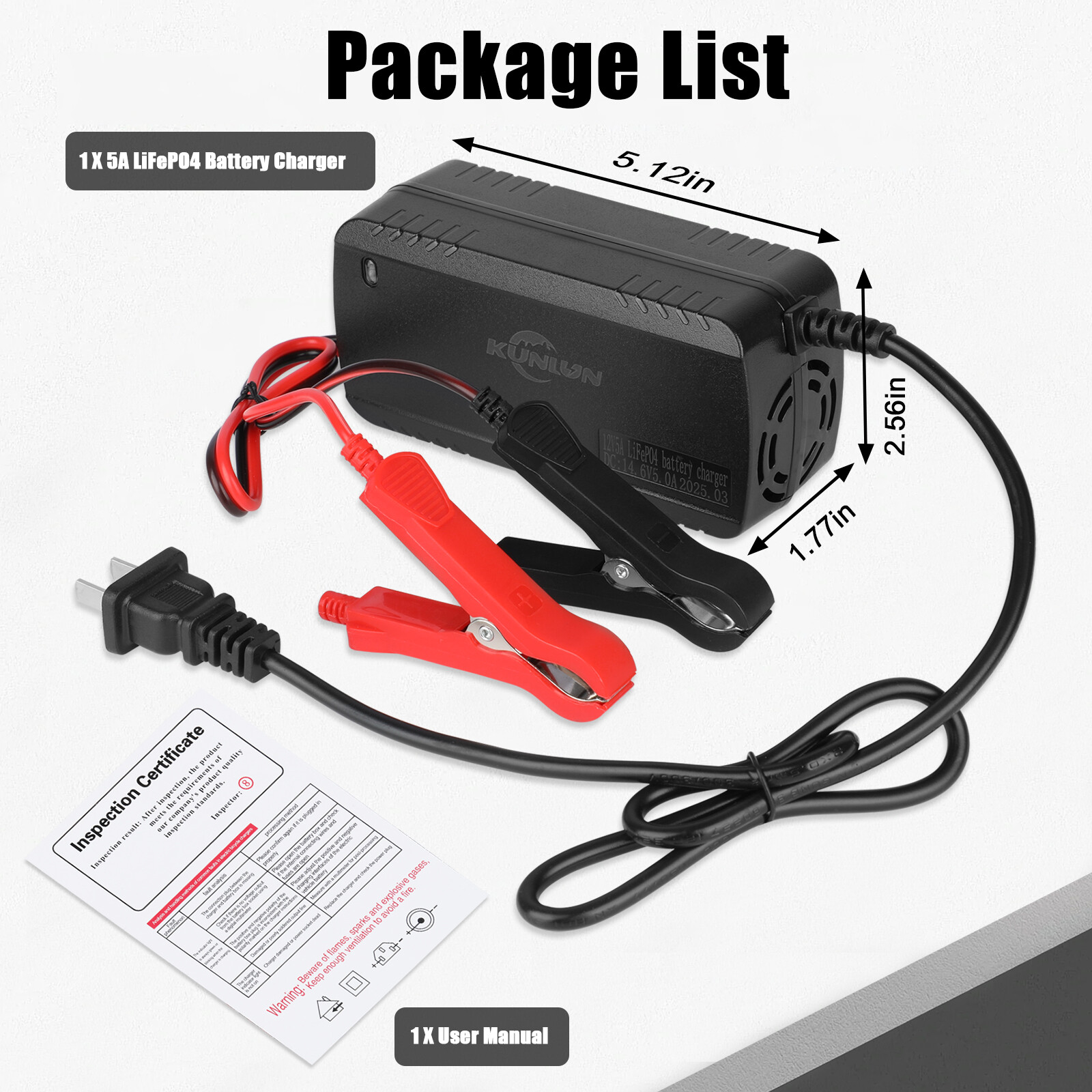 12V 5A Smart Fast Charger for Lithium Iron Phosphate (LiFePO4) Battery 14.6V NEW
