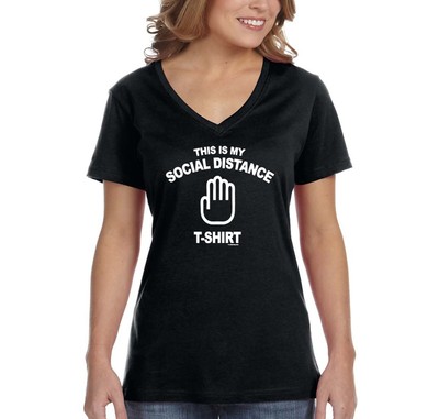 Xtrafly Apparel Women's My Social Distance Distancing Hand Expert V-neck T-shirt