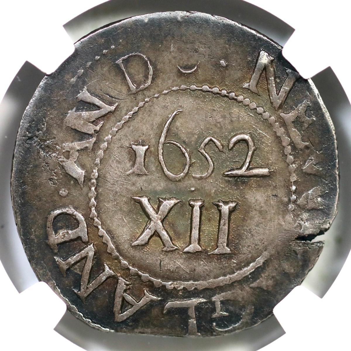 1652 Noe-3 R-6 NGC AU 58 Oak Tree Shilling Massachusetts
