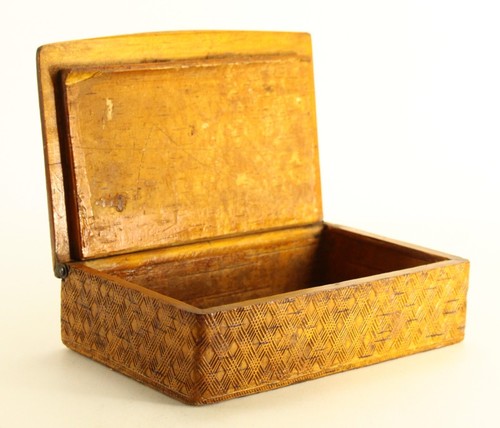= Antique 1800's NOVELTY German Birch Snuff Box Bucolic Scene "Zu Spat/Too Late" - Picture 21 of 24