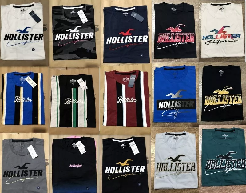 NWT HOLLISTER Embroidered & Printed Logo Graphic Men T Shirt Tee By  Abercrombi​e