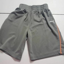 Puma Boys Athletic Shorts Gray Orange Pleated Elastic Waist Pull On 6