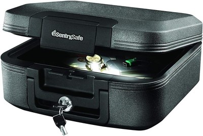 Secure 0.28 Cu Ft Fireproof Lock Box - Waterproof Safe with Key Control & Light