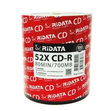 100 RITEK RIDATA 52X Blank CD-R CDR Branded Logo 700MB Recordable Media Disc