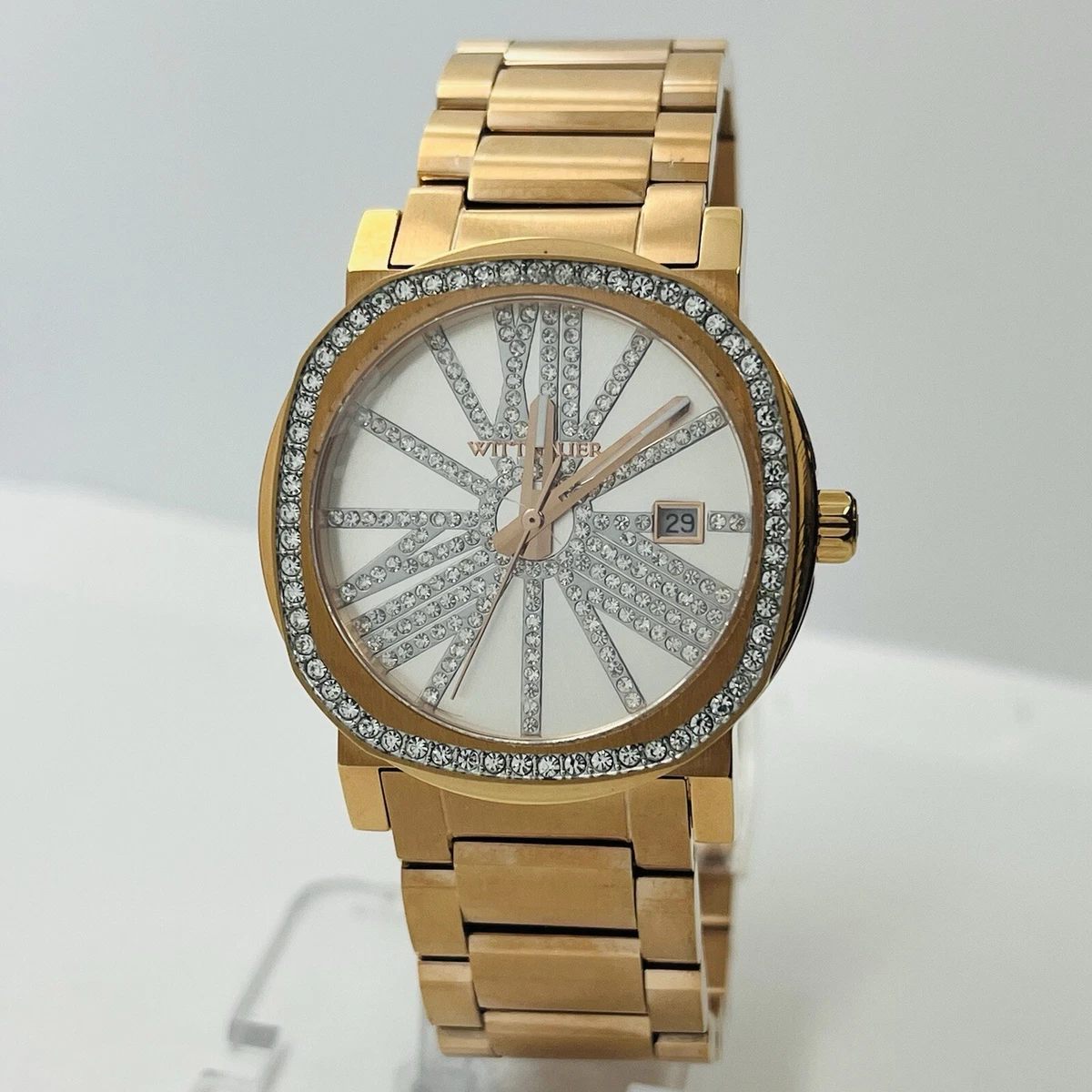 Wittnauer Ceramic Crystal Dial Watch 39mm White Rose Gold Quartz Women New Wittnauer Women main image 2
