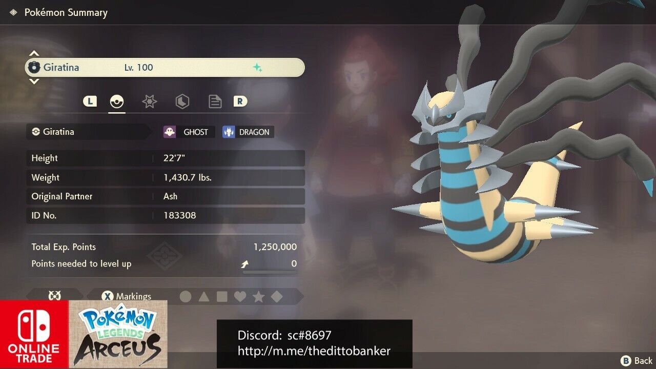 Shiny/Non-shiny Giratina 6IV/EV Legends Arceus 100% Legal 