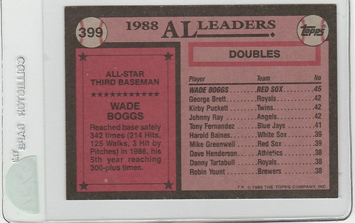 1989 TOPPS WADE BOGGS #399 BOSTON RED SOX ALL STAR BASEBALL CARD - Picture 2 of 2