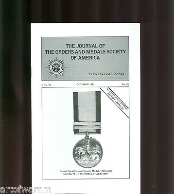MEDAL COLLECTOR  Vol  42   #  10   1991  (  OMSA Journal ) 
