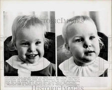 1964 Press Photo Maggie and Cathy of the Aberdeen quints shown at their home.