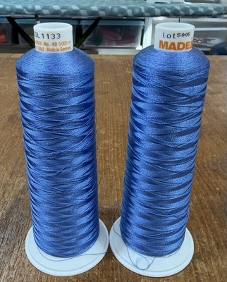Madeira Blue Polyester Machine Sewing Thread Cones Lot of 2, MPN COL 1133