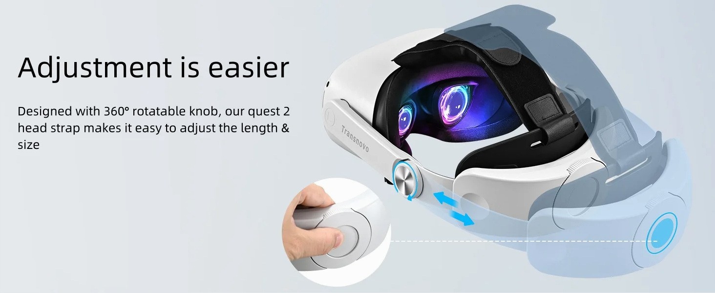 Adjustable Head Strap for Quest 2 Headsets - Comfortable Ergonomic VR Accessory