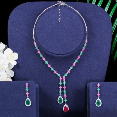 Women's Fashion Simple Necklace Earrings Two-piece Set