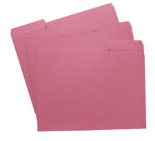 Pink File Folders, 1/3-Cut Tabs, Letter Size, 12-Pack Durable Letter,