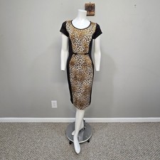 Leopard Print Midi Bodycon Dress Small Hourglass Pinup Rockabilly Indie Sleaze