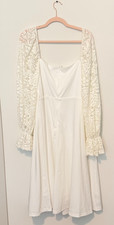 Women's Shein Curve White Lace Long Sleeved Dress
