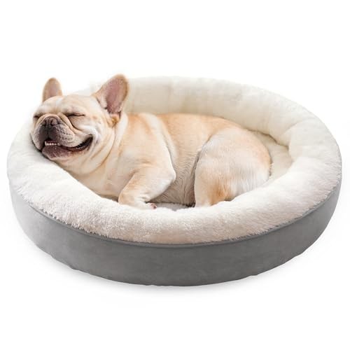Soft Round Donut Bed for Medium & Large Dogs, Washable with Anti-Slip Bottom